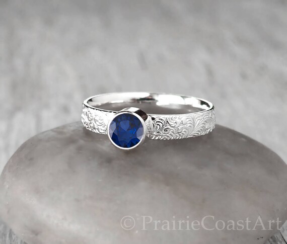 September Birthstone Alternative Ring Sapphire Faceted Blue Gemstone 925 Sterling Silver Ring Sapphire Handmade Jewelry