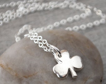 Silver Shamrock Necklace - .999 Fine Silver Shamrock Pendant with Sterling Silver Chain - St. Patrick's Day Jewelry