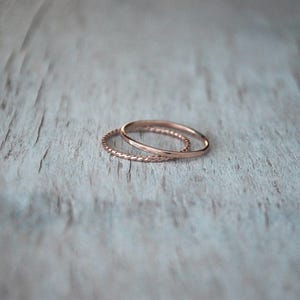 2 Rose Gold Stacking Ring Set, 14k Rose Gold Filled Stack Rings, Handcrafted Rings Rose Gold Skinny Ring Stack Set image 2