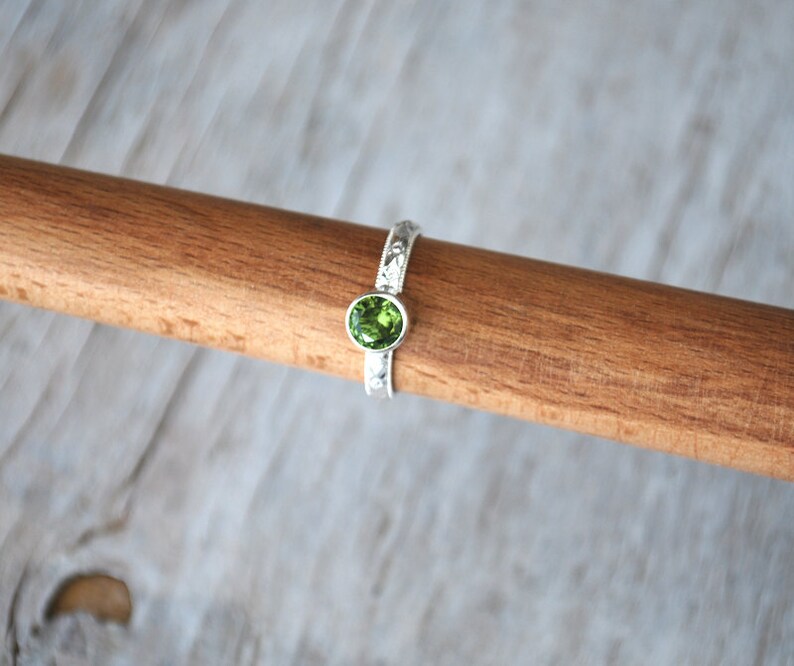 Peridot Ring in Sterling Silver Handcrafted Artisan Silver Ring Sterling Silver Peridot Gemstone Ring August Birthstone Ring image 3