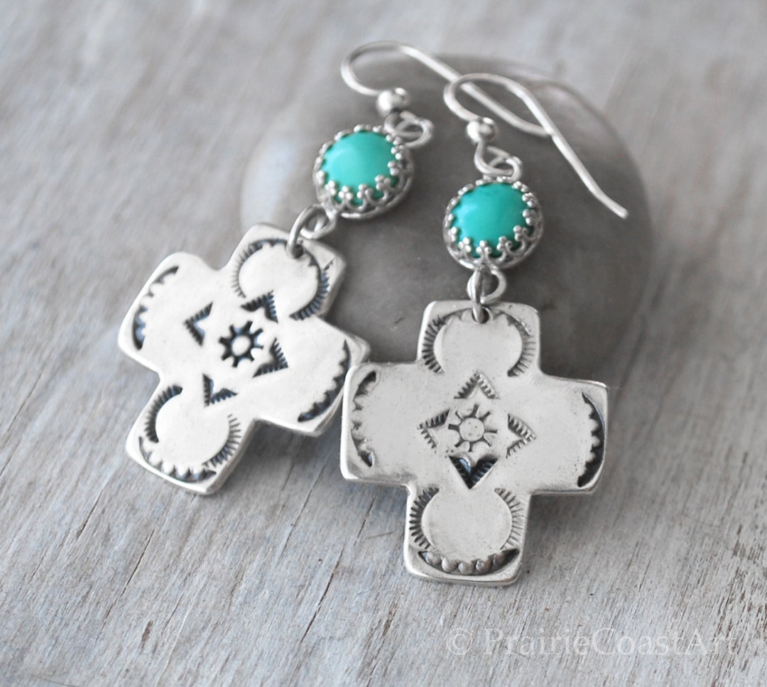 Western Earrings - Turquoise Cross main image 1