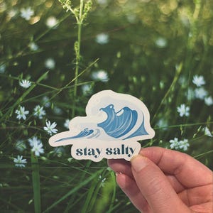 Stay salty sticker, beach sticker, beach lover sticker, waves sticker, water bottle sticker, laptop sticker, kindle sticker