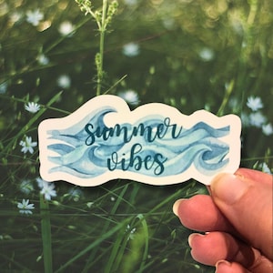 Summer vibes sticker, beach waves sticker, water bottle sticker, laptop sticker, kindle sticker