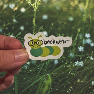 Bookworm sticker, bookish, book lover sticker, laptop sticker, kindle sticker, water bottle sticker