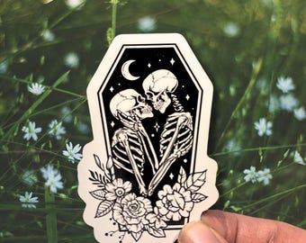 Skeletons sticker, dark romance sticker, laptop sticker, kindle sticker