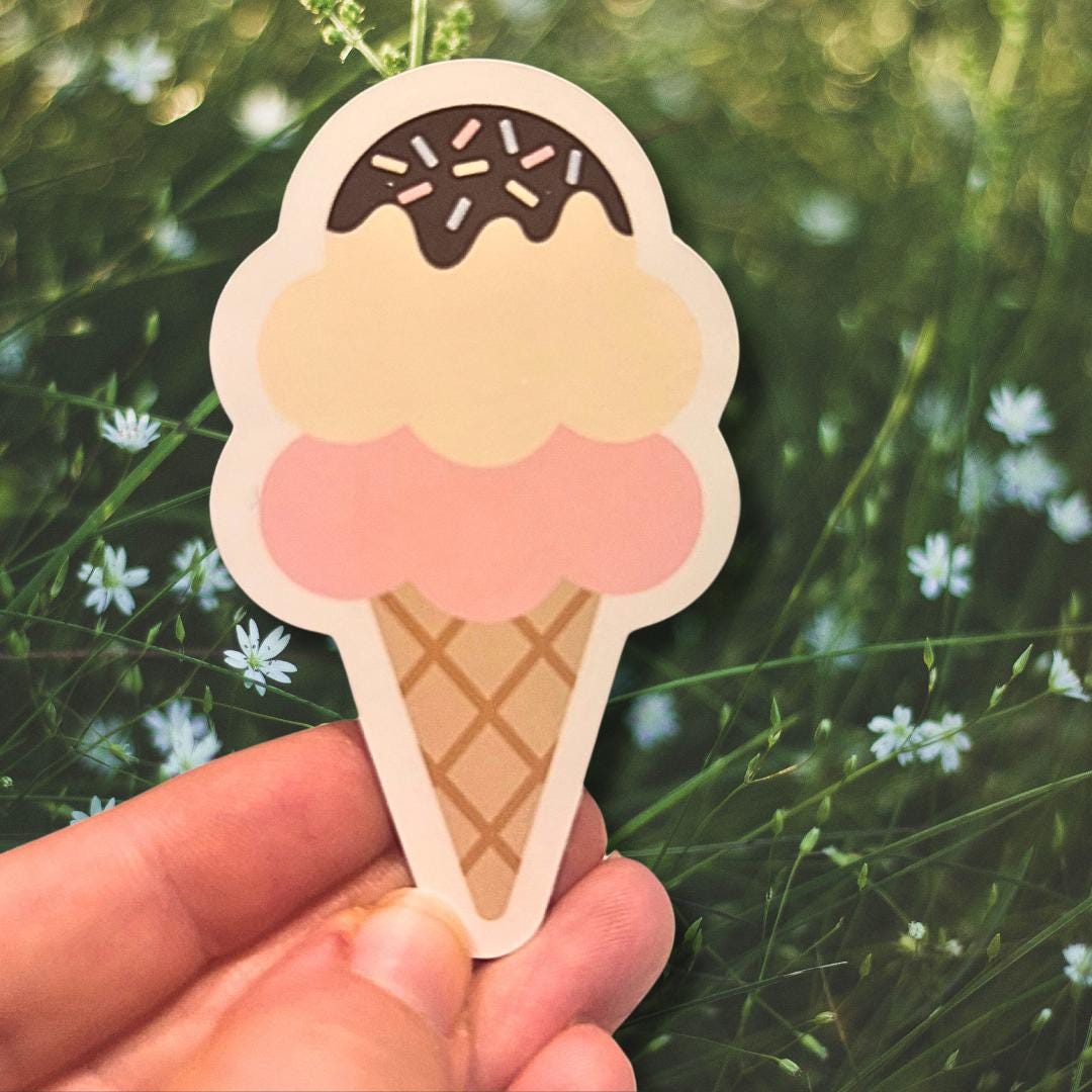 Ice Cream Scoops Sticker, Ice Cream Sticker, Food Sticker, Water Bottle ...