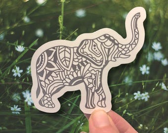 Elephant mandala sticker, animal sticker, elephant sticker, laptop sticker, kindle sticker