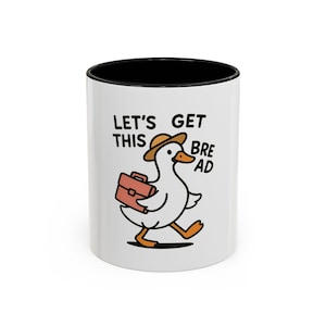 Duck Sticker Coffee Mug, Cute Cartoon Duck Design, Funny Office Humor, Kawaii Sticker, Trendy Mug Design, Silly Goose, Boss Babe, Sun Hat