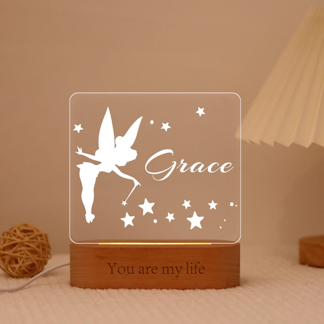 Custom Tinker Bell Fairy Silhouette Night Light With Name,personalized ...