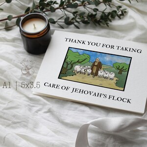 Thank You For Taking Care of Jehovah&#39;s Flock Card 2 Pack A1 5x3.5&quot; | Blank Greeting Card | JW Cards | Cards for Elders | Español