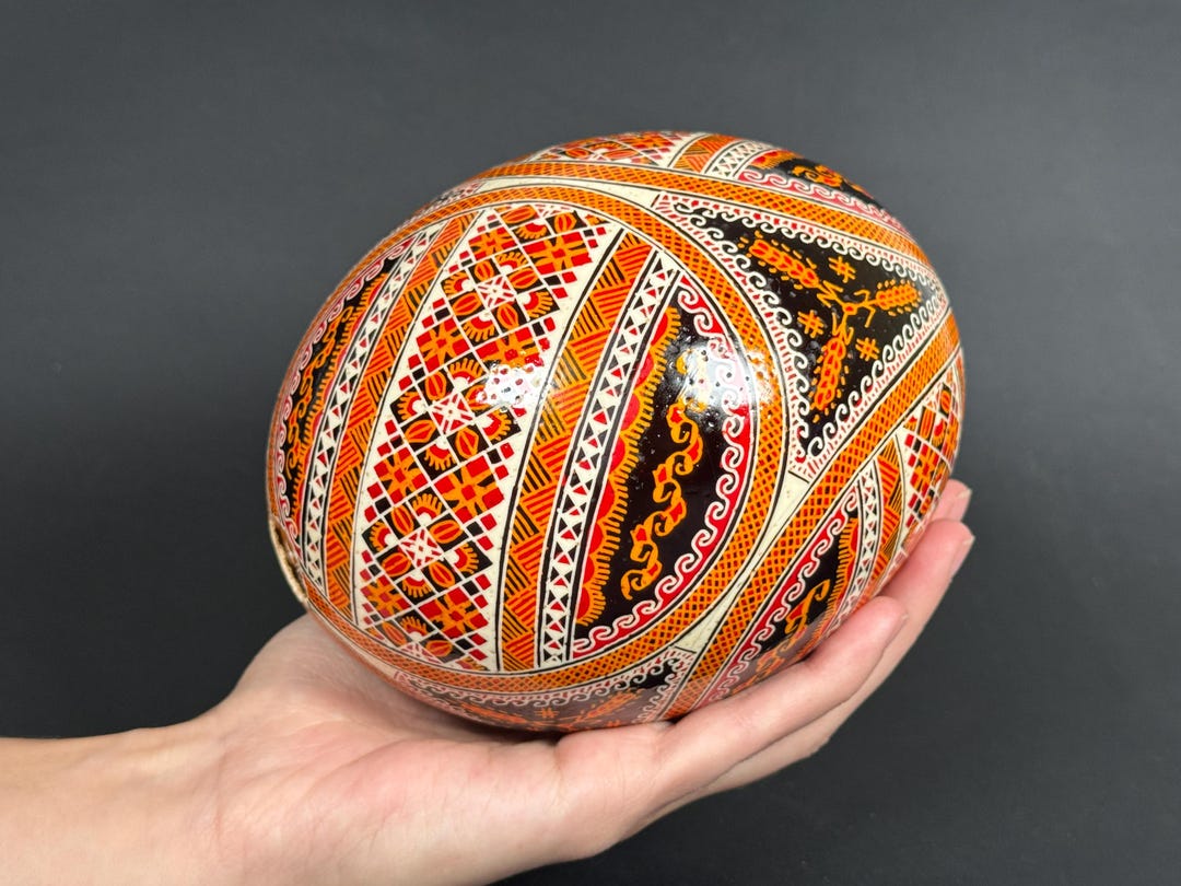 Hand Painted Ostrich Egg Pysanka – Large Ukrainian Easter Egg Art - Etsy