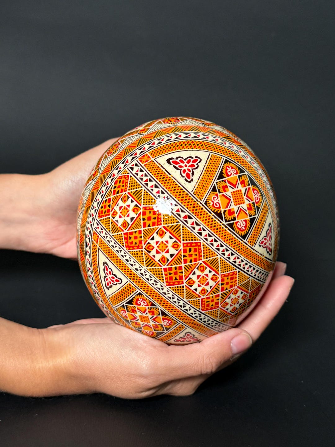 Hand-painted Ostrich Egg Pysanka – Traditional Ukrainian Easter Egg Art ...