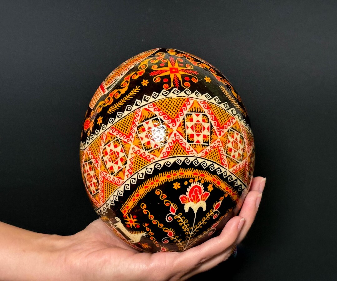 Huge Ukrainian Pysanka Egg - Hand Painted Easter Egg Pysanka on Ostrich ...