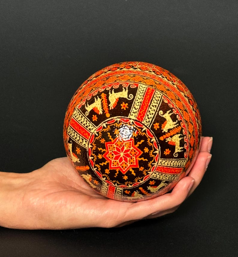 Unique Pysanka on Ostrich Egg – Hand-painted Ukrainian Easter Egg - Etsy