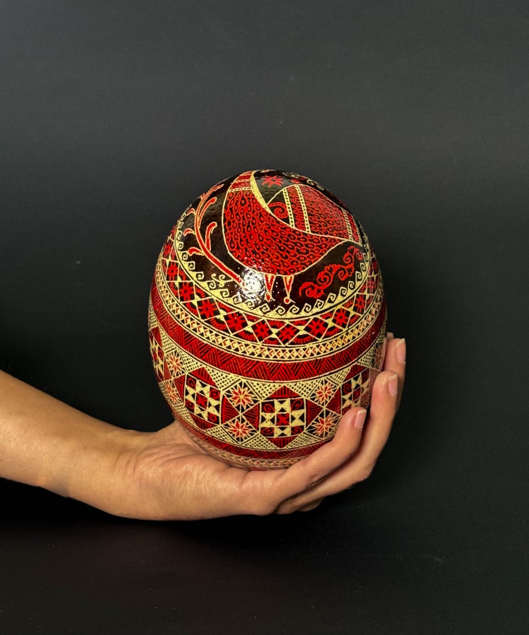 Hand Painted Ostrich Egg Pysanka – Traditional Ukrainian Easter Egg Art ...