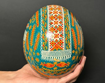 Unique Pysanka on Ostrich Egg – Hand-Painted Ukrainian Easter Egg