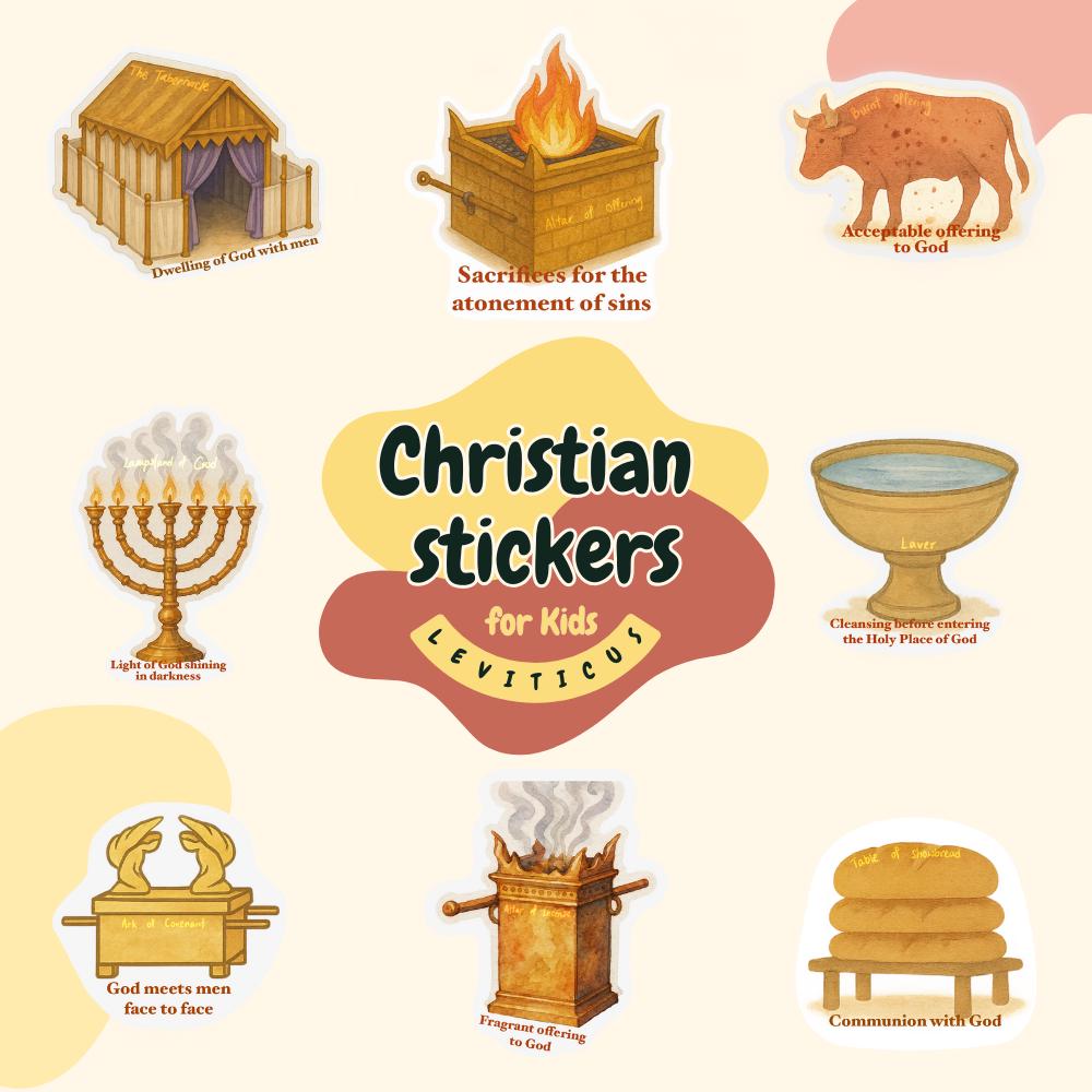 Leviticus Tabernacle Sticker Set for Kids | Digital Bible Stickers | Printable Theology Pack | Christian Homeschool & Sunday School Resource