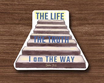 I Am the Way – John 14:6 Digital Sticker | Printable Scripture Sticker | Christian Bible Verse PNG for Journaling & Crafts