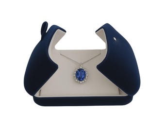 Velvet Jewelry Gift Box for Necklace and Earring Set | Double Layer Jewelry Case | Navy Blue | Aqua | Luxury Packaging | Wholesale Available