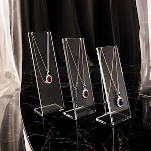 Expositores de acrílico para collares: organizador de joyas moderno, juego de 3 piezas