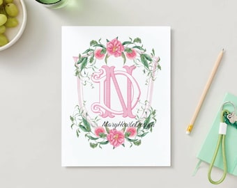 Personalized Watercolor Wedding Crest