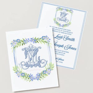 Personalized Watercolor Wedding Crest