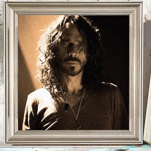 Chris Cornell Vintage gerahmte Wandkunst, Chris Cornell Schwarzweiß Oder Sepia Fotografie, Chris Cornell Retro UV-Druck