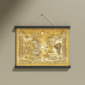 ACOTAR Weltkarte Holz Leinwand Banner, Gericht der Dornen und Rosen Serie geschrieben von Sarah J. Maas, Hochwertige Karte, eine Geschenkidee,