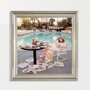 Faye Dunaway Oscar Ennui Vintage gerahmte Kunst -Beverly Hills Hotel Pool Los Angeles Wandkunst Fotodekor Retro UV-Druck