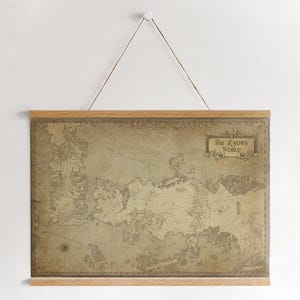 Pancarta de madera con mapa antiguo de Westeros, decoración de pared de películas antiguas, pancarta de lona