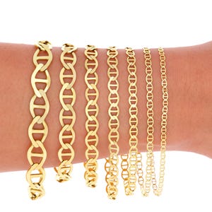 10K Yellow Gold Mariner Link Bracelet | Real Gold Anchor Bracelet | 2.5mm 3mm 4mm 5mm 6mm 7.5mm 9mm | 7 - 8 inches | Mens & Womens Jewelry