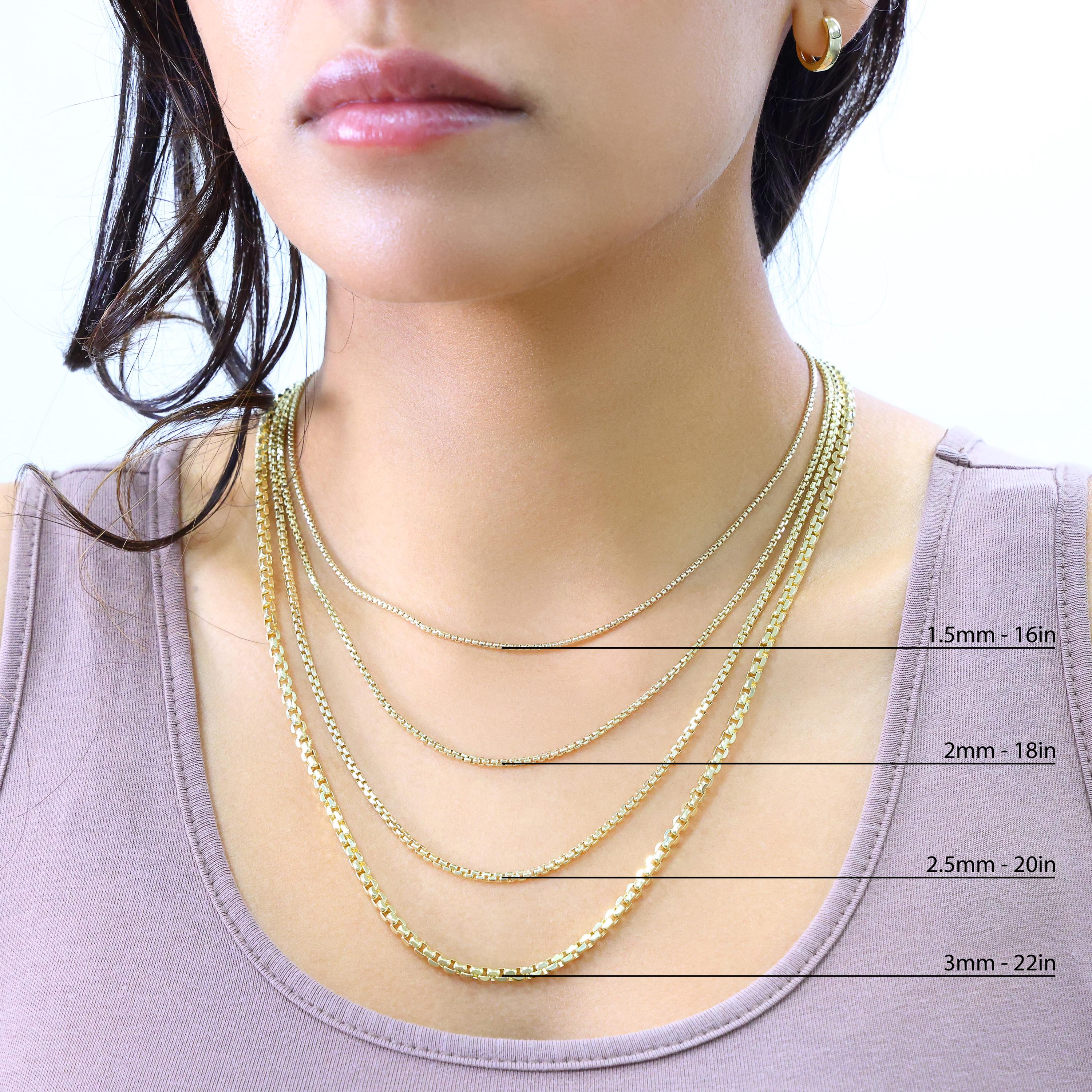 10K Yellow Gold Round Box Chain | Real Gold Italian Venetian
