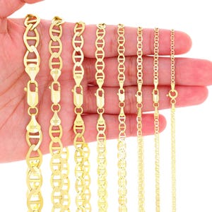 10K Yellow Gold Mariner Necklace | Solid Anchor Link Chain | 2mm 2.5mm 3mm 4mm 5mm 6mm 7.5mm 9mm | 16-30 inches | Mens & Womens Jewelry