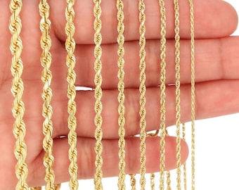 18K Yellow Gold Rope Diamond Cut Chain | Real Italian Gold Necklace | 2mm 2.5mm 3mm 4mm 5mm | 16 - 30 inches | Mens & Womens Jewelry