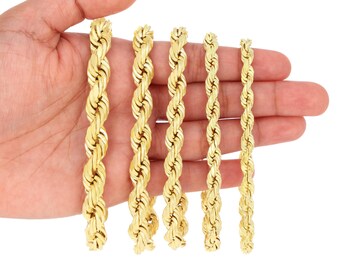 ブレスレット ロープチェーン イエローゴールド 9ct 10Kソリッドイエローゴールド ダイヤモンドカットロープブレスレット