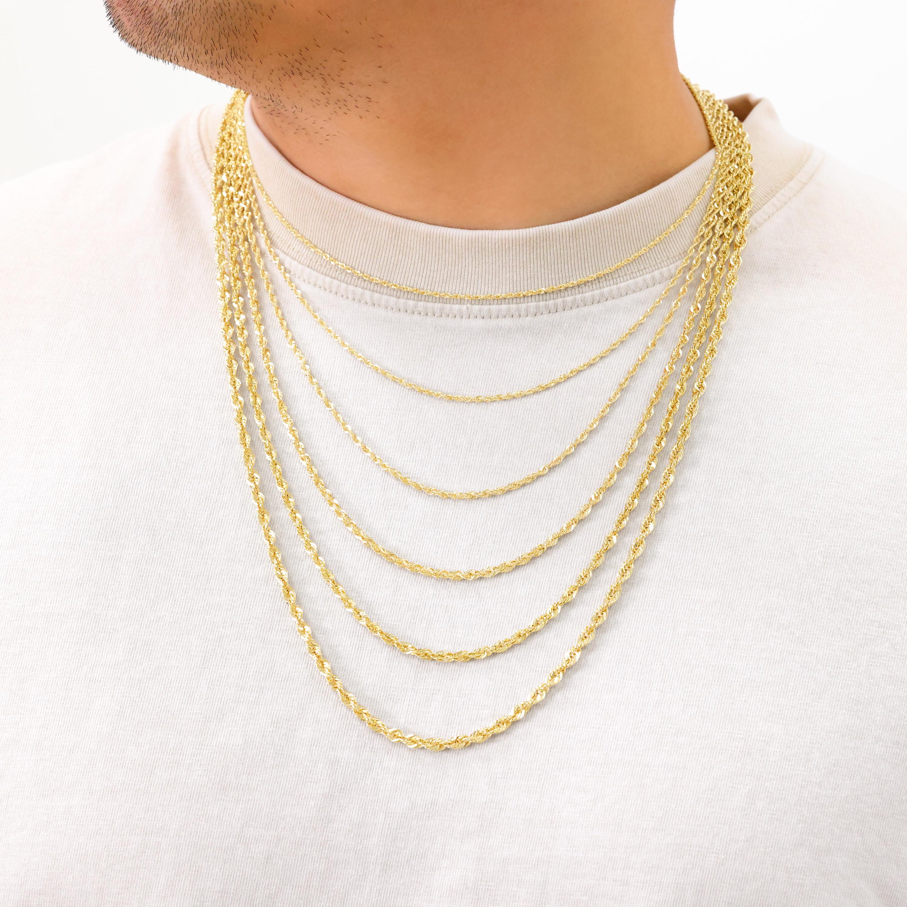 10K Yellow Gold Rope Chain | Real Gold Diamond Cut Lightweight