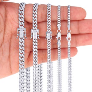 14K White Gold Solid Miami Cuban Link Chain | Real White Gold Cuban Curb Chain | 2.7mm 3.5mm 4mm 5mm 6mm 7mm | 16-30 inches | Men & Women