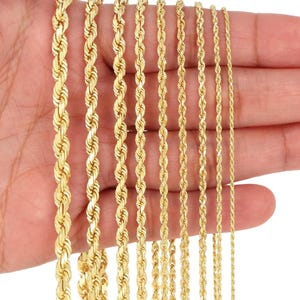 10K Solid Gelbgold Seil Kette | Italienische Diamant-Halskette | 1mm 1,5mm 2mm 2,5mm 3mm 4mm 5mm 6mm 7mm 8mm 10mm | 16&quot;- 30&quot; | Herren & Damen