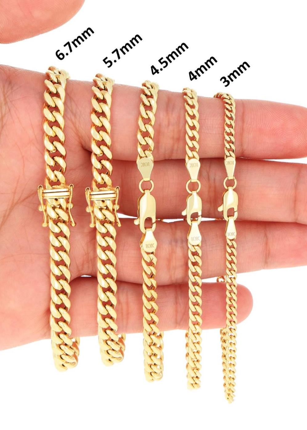 10K Yellow Gold Miami Cuban Link Lightweight Bracelet | Italian