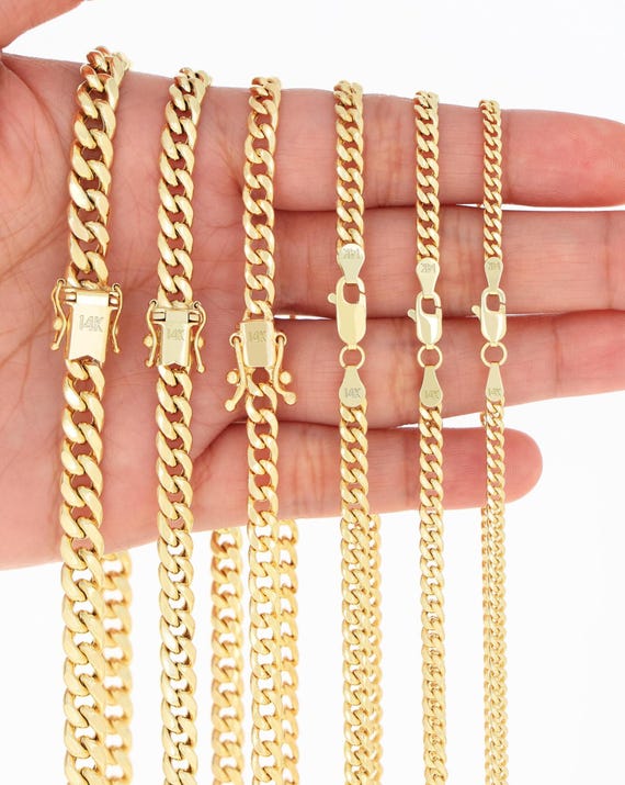14K Yellow Gold Miami Cuban Link Chain | Italian Curb Necklace