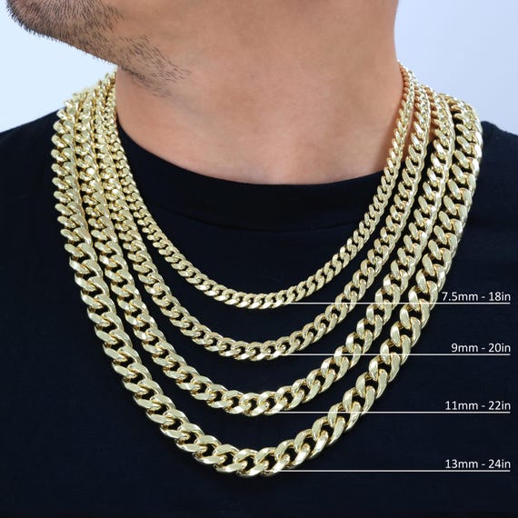 14K Yellow Gold Miami Cuban Link Chain | Italian Curb Necklace
