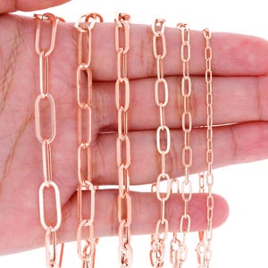14K Rose Gold Paperclip Bracelet | Real Gold Dainty Layering Stacking Jewelry | 2mm 3mm 4mm 6mm 7mm |  7" 7.5" 8" | Men & Women