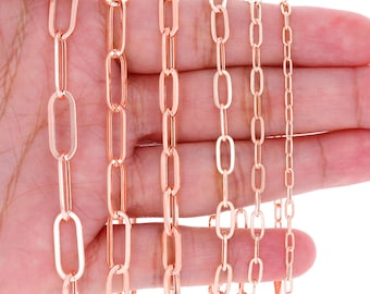 14K Rose Gold Paperclip Bracelet | Real Gold Dainty Layering Stacking Jewelry | 2mm 3mm 4mm 6mm 7mm |  7" 7.5" 8" | Men & Women