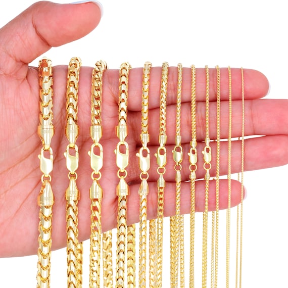 10K Solid Yellow Gold Franco Chain | Italian Spiga Wheat Necklace