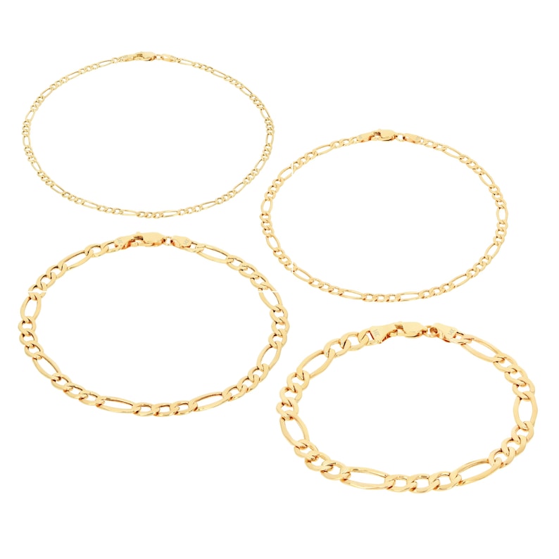 10K Yellow Gold Figaro Bracelet | Real Gold Italian Link Chain | 2mm 2.5mm 3.5mm 4.5mm 5.5mm 7mm 8mm 9mm | 7" - 9" | Mens & Womens Jewelry image 3