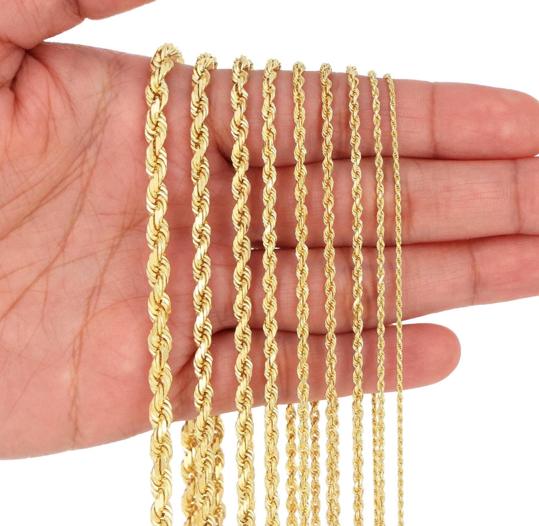 10K Yellow Gold Rope Diamond Cut Chain | Real Italian Gold | 1.5mm 