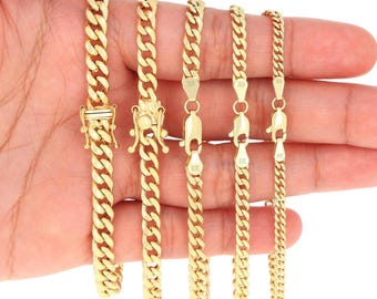 10K Yellow Gold Miami Cuban Link Bracelet | Italian Curb Chain | 3mm 4mm 4.5mm 5mm 5.5mm 6.5mm 7.5mm 9mm 11mm 13mm | 7" - 9" | Mens & Womens
