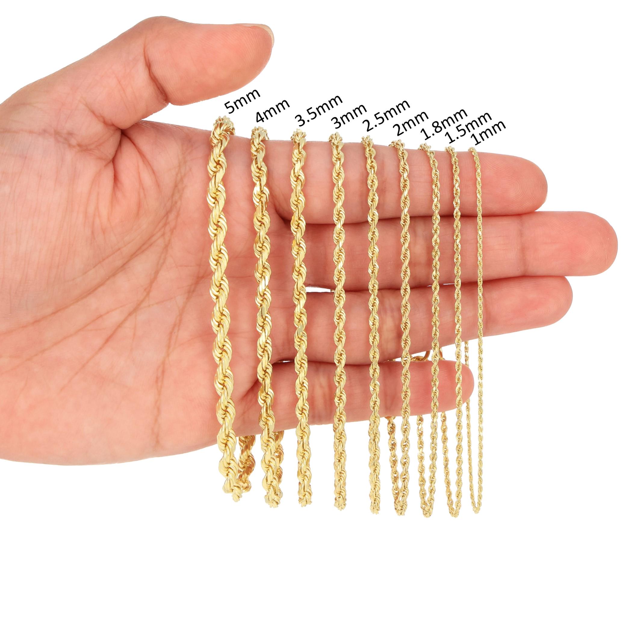 10K Solid Yellow Gold Diamond Cut Rope Bracelet | Real Gold Rope Chain ...