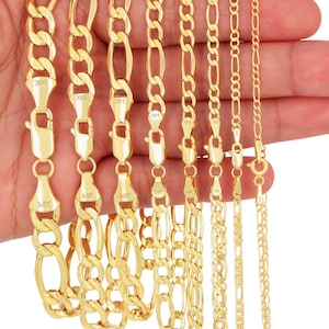 14K Yellow Gold Figaro Link Bracelet | Real Italian Gold Anklet | 3.5mm 4.5mm 5.5mm 6.5mm 7.5mm | 7 - 9 inches | Mens & Womens Jewelry
