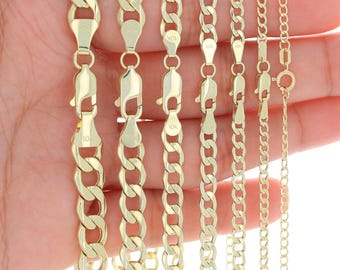 10K Gelbgold kubanische Gliederkette | Echte italienische Gold Panzerkette | 2mm 2,5mm 3,5mm 4,5mm 5,5mm 6,5mm 7,5mm | 16"-30" | Männer & Frauen Schmuck